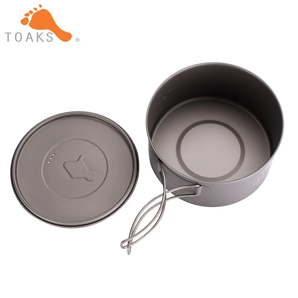 TOAKS Outdoor Titanium 900ml Pot Camping Cooking Pots Picnic Ultralight Titanium Pot with cover and handle