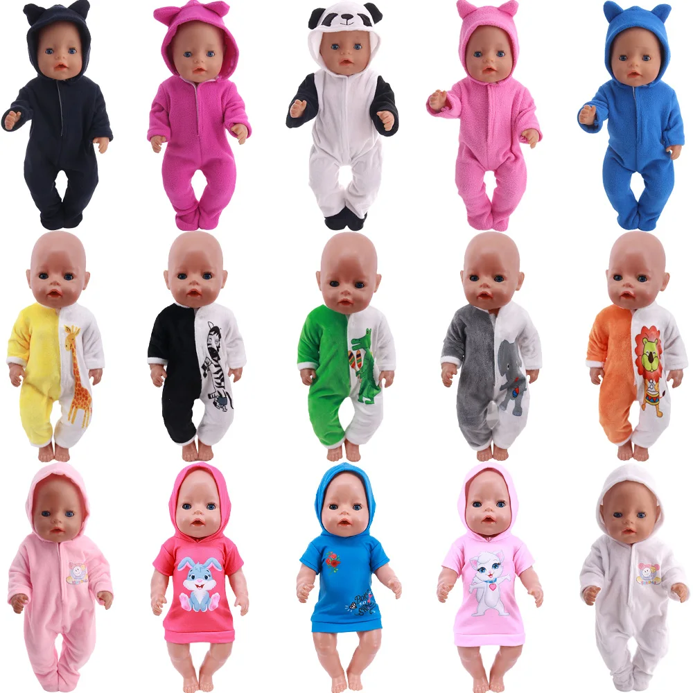 Doll Clothes Cartoons Cute Rabbit Pajamas Panda Nightgowns Fit 18 Inch American&43 Cm Baby Doll Generation Christmas Girl'S Toy