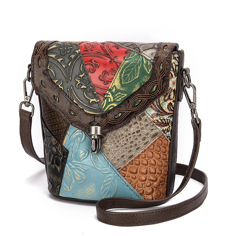 2021 New Original Leather Luxury Patchwork Ladies Flower Small Purse Handbag Over The Shoulder bag Women Design Tote bag 86388