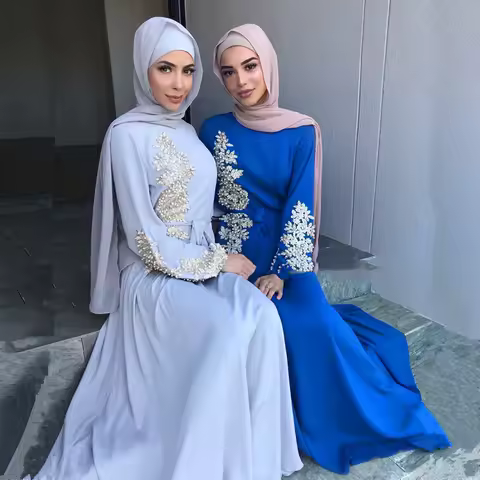 2021 Embroidery Abaya Dubai Turkey Muslim Dress Evening Wedding Dress Kaftan Islamic Clothing Indian Dress Women Robe Vestidos