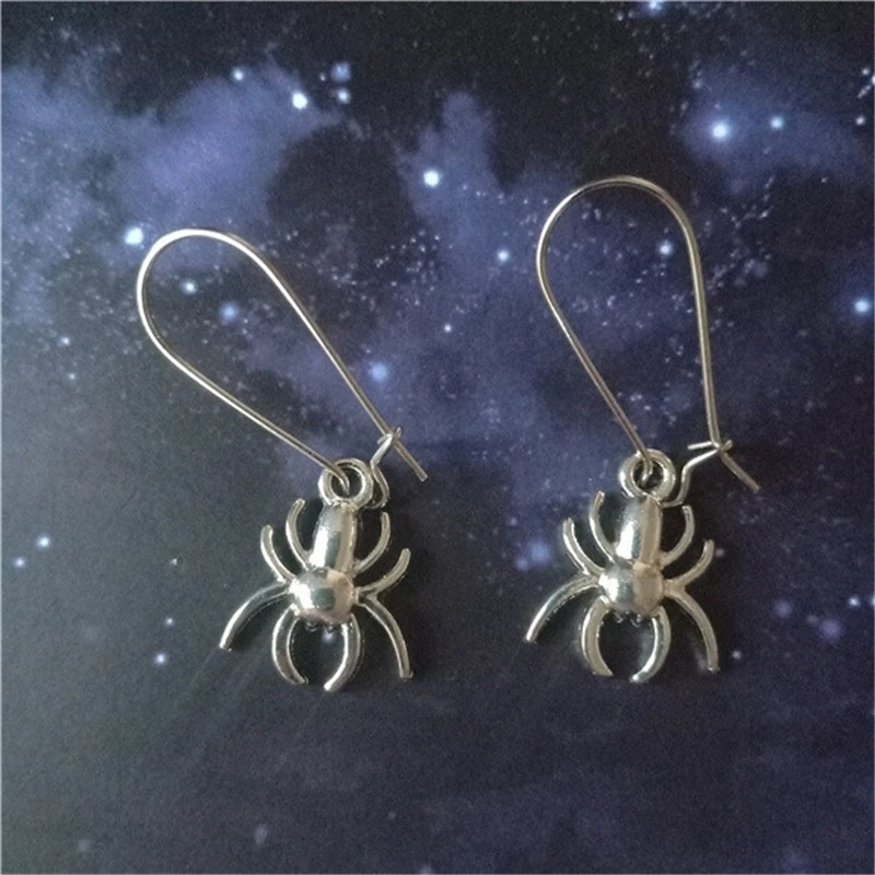 Spider Earrings Halloween Earrings Antique Silver Color Earrings Insect Earrings Gift for Her