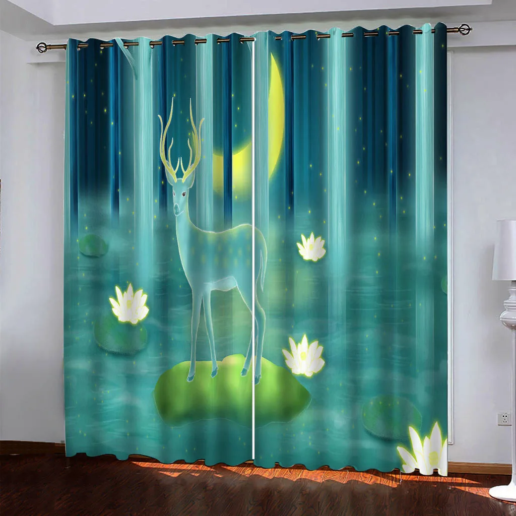 3D Curtain Photo Custom Home Decoration Blackout 3D Curtain Stereoscopic animal Silk Curtains