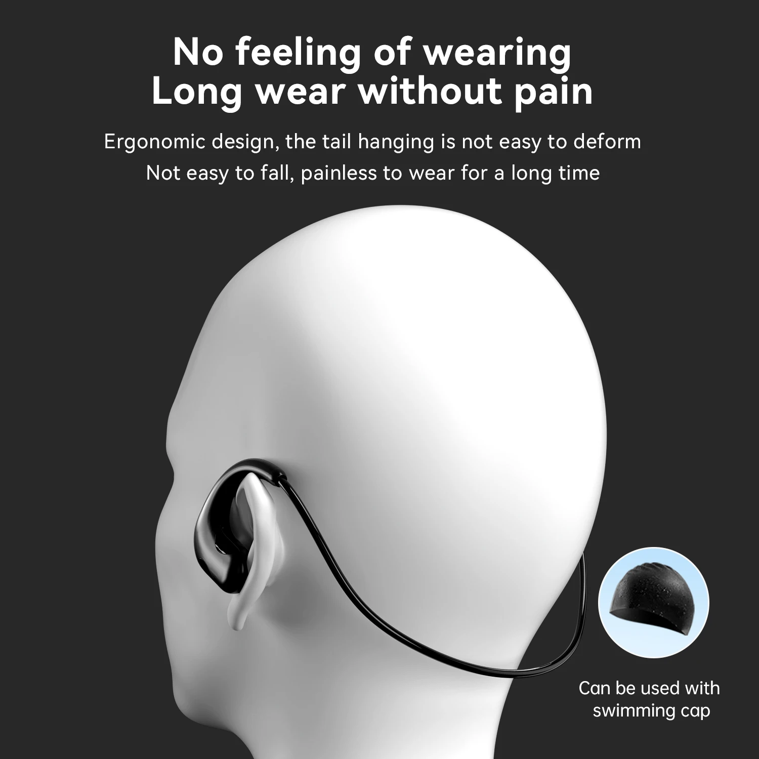 Headphone Renang Tahan Air IPX8 Headset Olahraga Bawah Air dengan Mikrofon 8GB Earphone Pemutar Musik MP3 untuk Ponsel Pintar S22