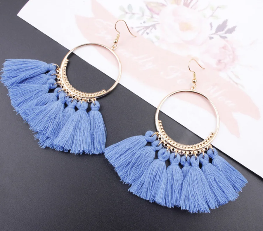 2020 3 Layered Bohemian Fransen Luxus Erklärung Quaste Ohrringe 2020 Boho Mode Schmuck Frauen Lange Tropfen Baumeln Ohrringe – Detail 19