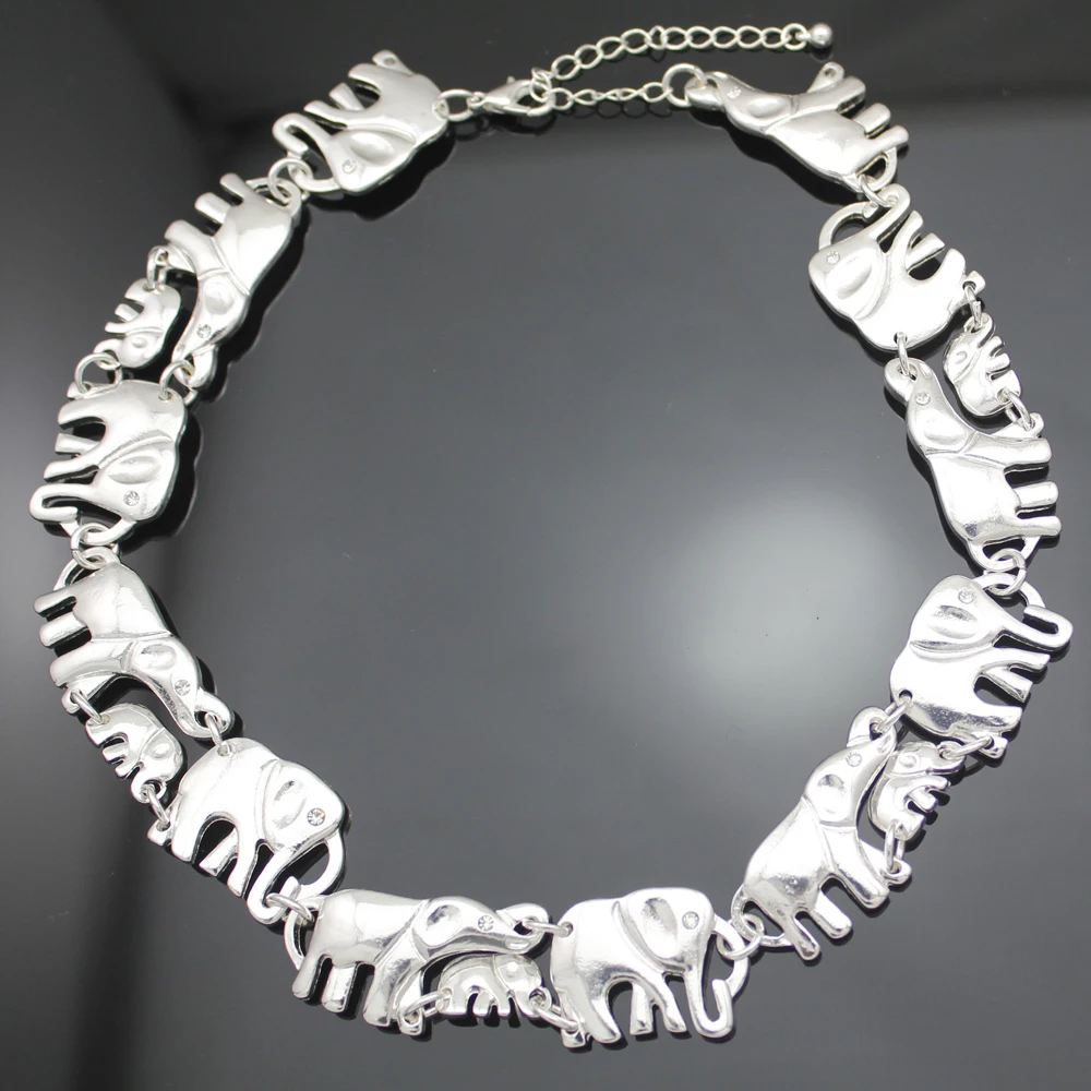 Woman Vintage Elephant Pendant Silver Plated Chain Collar Choker Necklace Anime Men Boho Jewelry Fashion Accessories Wholesale