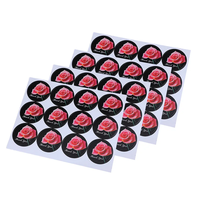 120Pcs/pack Green Leaf Wreath pattern Label Hand Made With Thank You Sticker Baking Gift Sealing Stickers