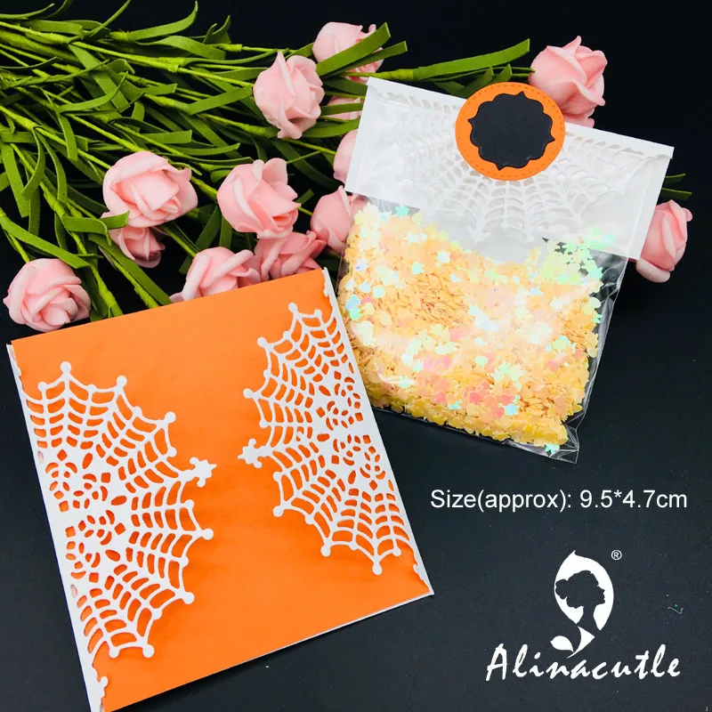 Alinacutle Metal Cutting Cut Halloween Spider Web bag Topper Scrapbooking Paper Craft Handmade Card Punch Art Cutter