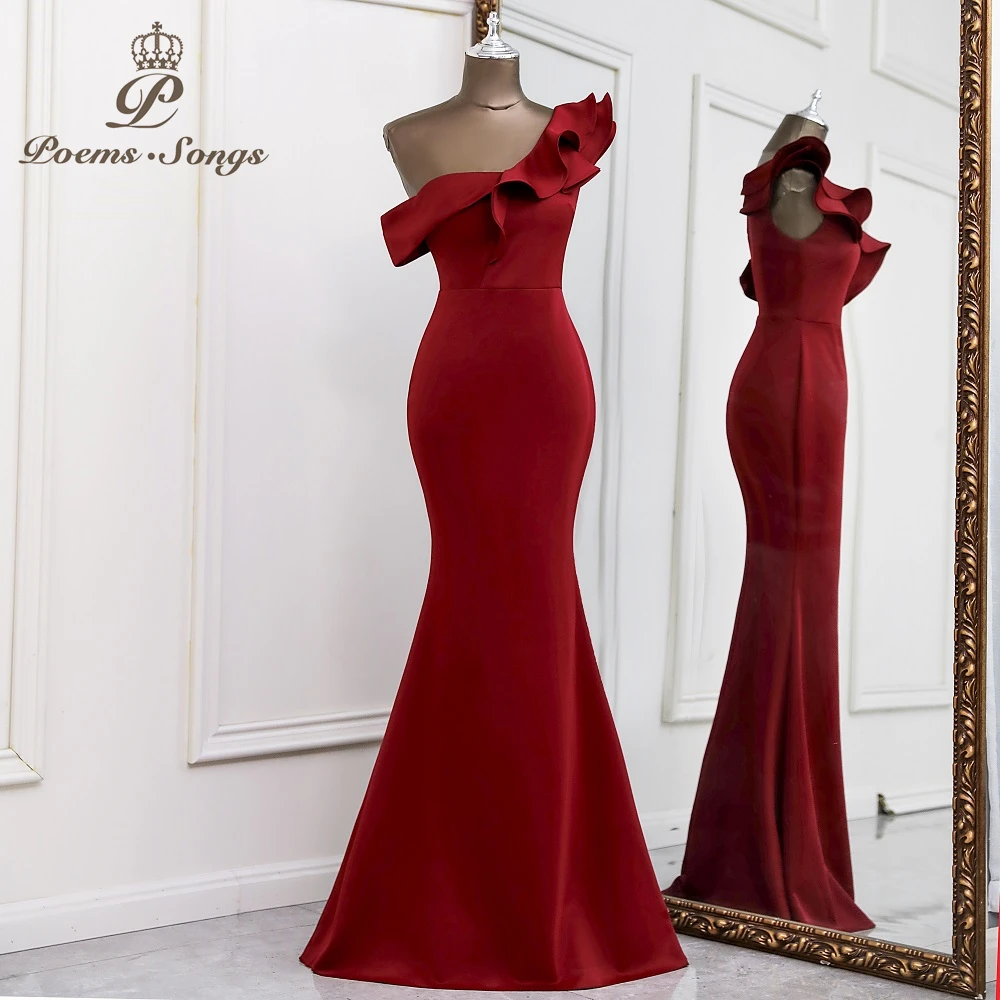 

Sexy mermaid evening dress one shoulder vestido de festa evening gowns elegant formal party dresses women evening prom dresses