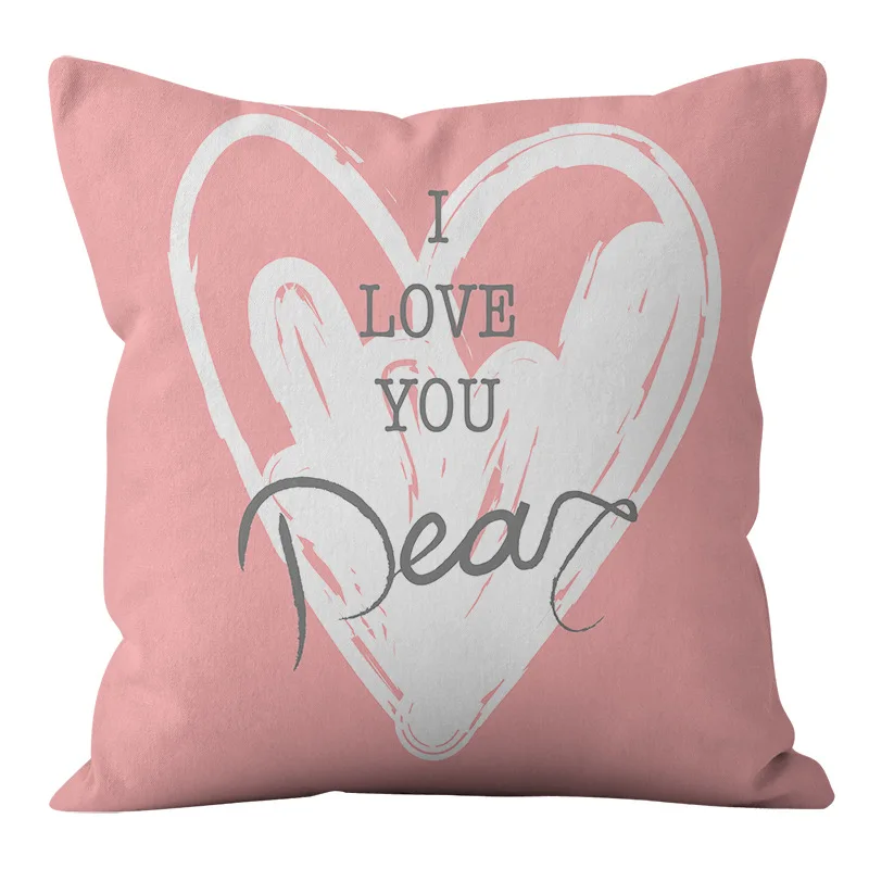 Valentine's Day Love Gift Sofa Hugging Pillowcase Wedding Letter Home Decor Pillowcase Short Plush Pillowcase Size 45X45CM