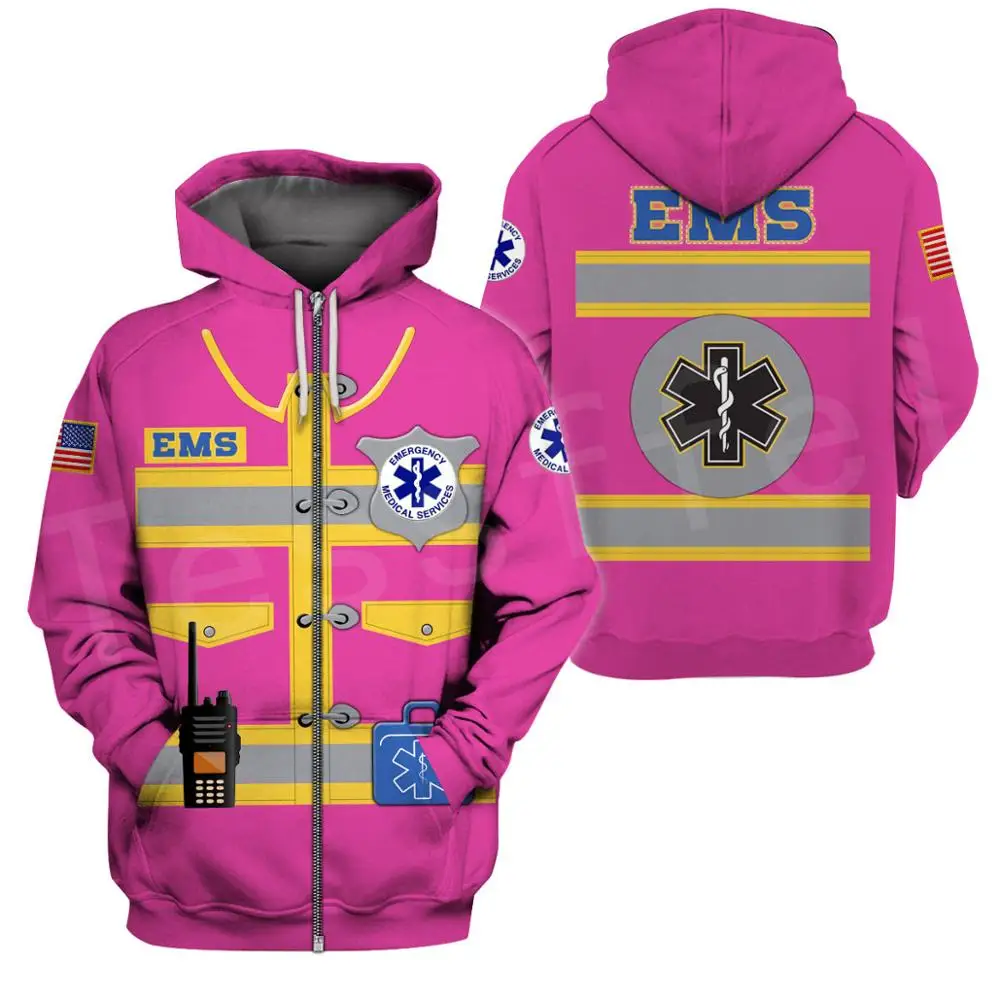 Tessffel Emergency Medical Technician EMT EMS Paramedic Long Sleeve Casual Streetwear 3DPrint Zip/Hoodies/Sweatshirts/Jacket S15