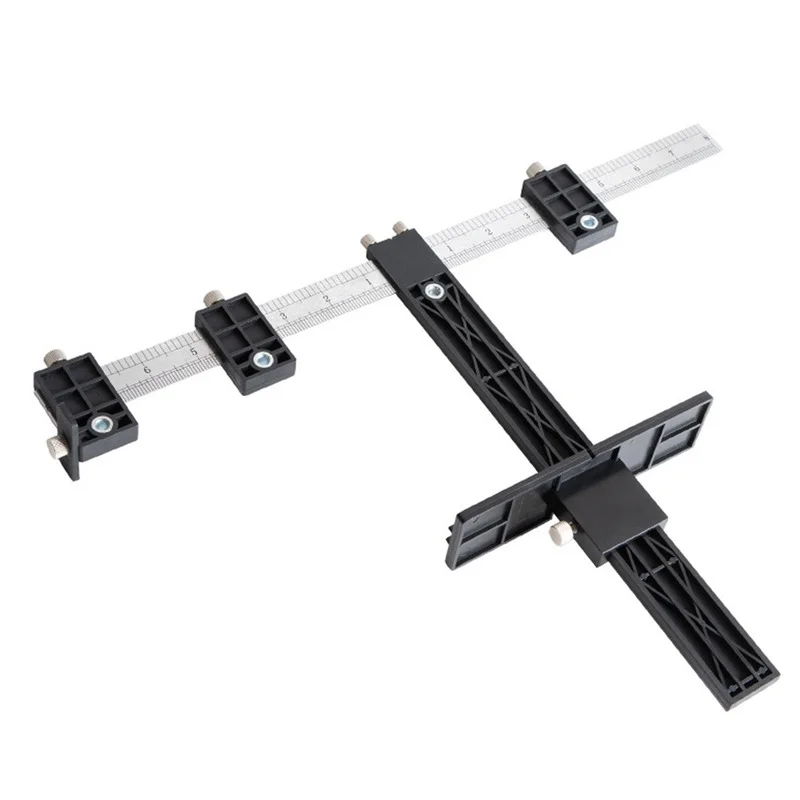 Drillpro-Herramienta de perforación para carpintería, localizador de plantilla de Hardware de gabinete de ABS, guía de taladro, regla de sierra de orificio para tarugos