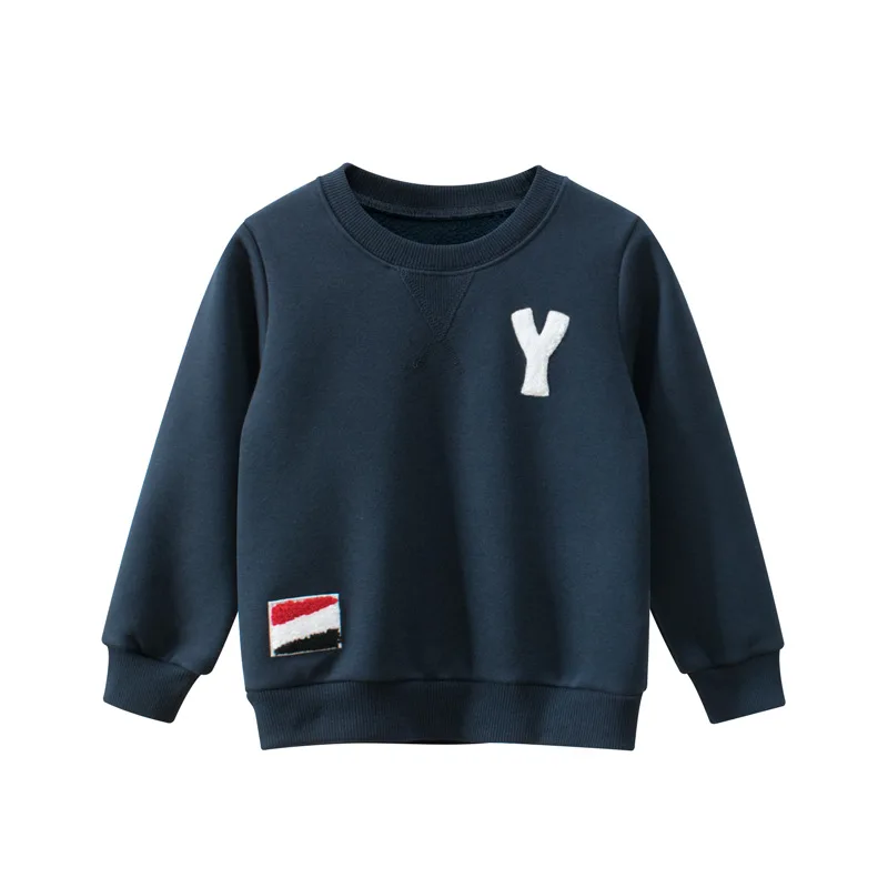 2024 Spring Winter Kids Casual Sweatshirts for Boys Girls Solid Letter Print Clothes Children Fluff Sport Casual Autumn Sweater