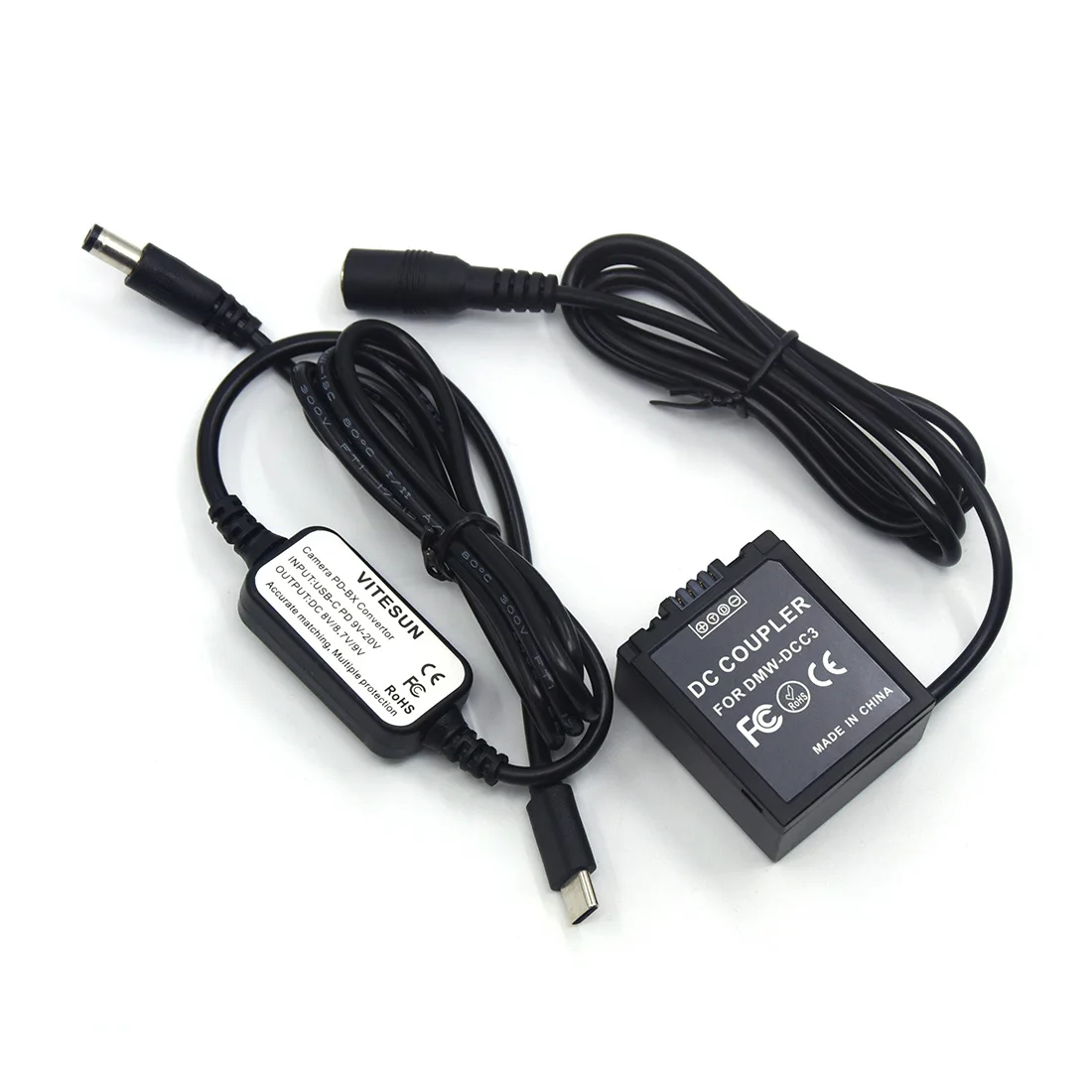 Usb tipo c USB-PD conversor para cabo dc + DMW-DCC3 dc acoplador DMW-BLB13 manequim bateria para panasonic lumix DMC-G1 gh1 gf1 g2 g10