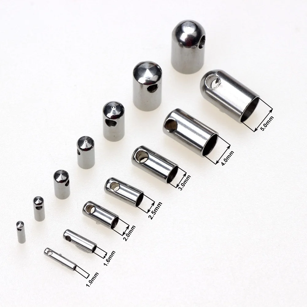 Inside Diameter 1mm-6mm Stainless Steel Clasps Hooks Cords End Caps For Bracelet Necklace DIY Jewelry Findings Making