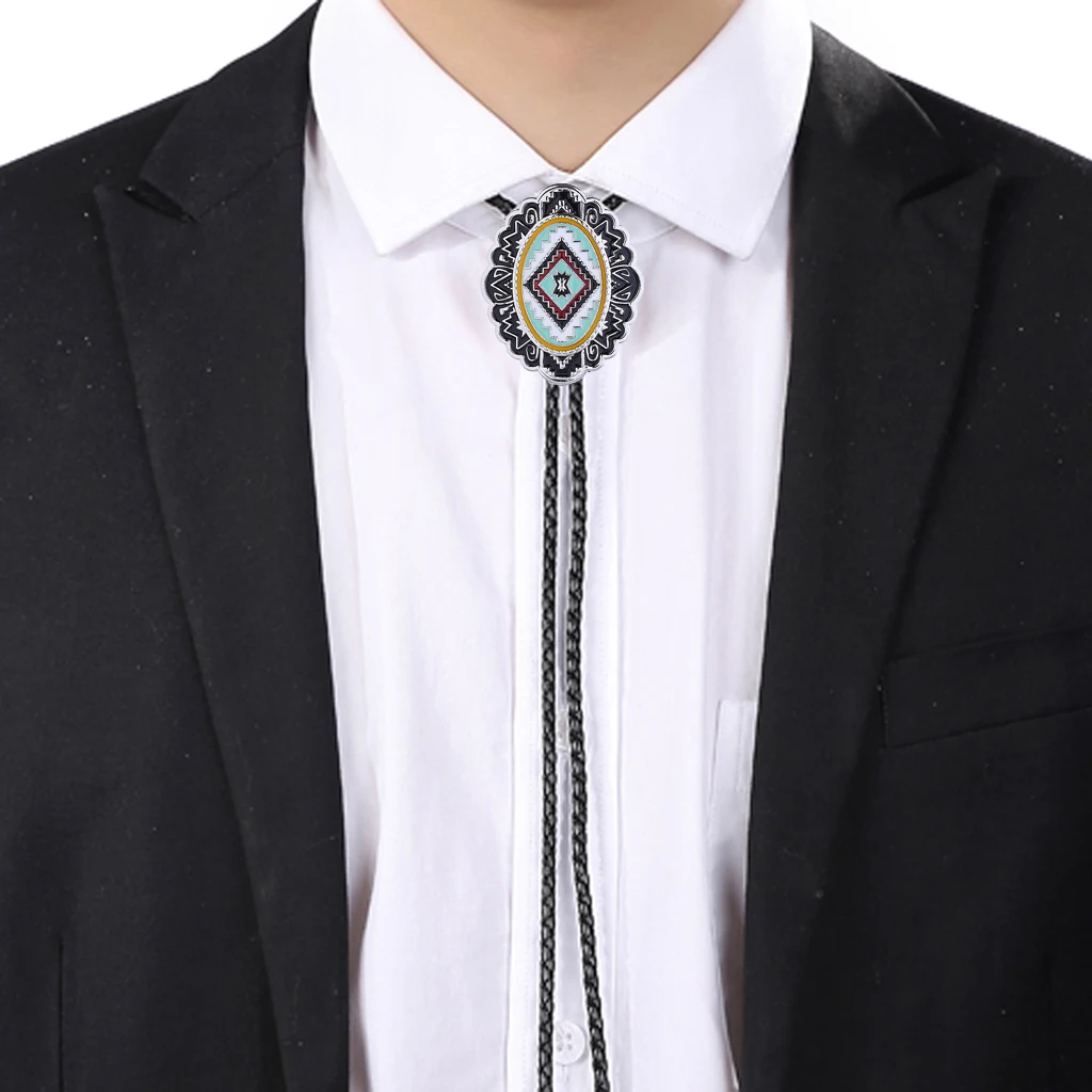 Natural Stone Scorpion Bolo Tie for Man Indian Cowboy Western Cowgirl Leather Rope Zinc Alloy Necktie