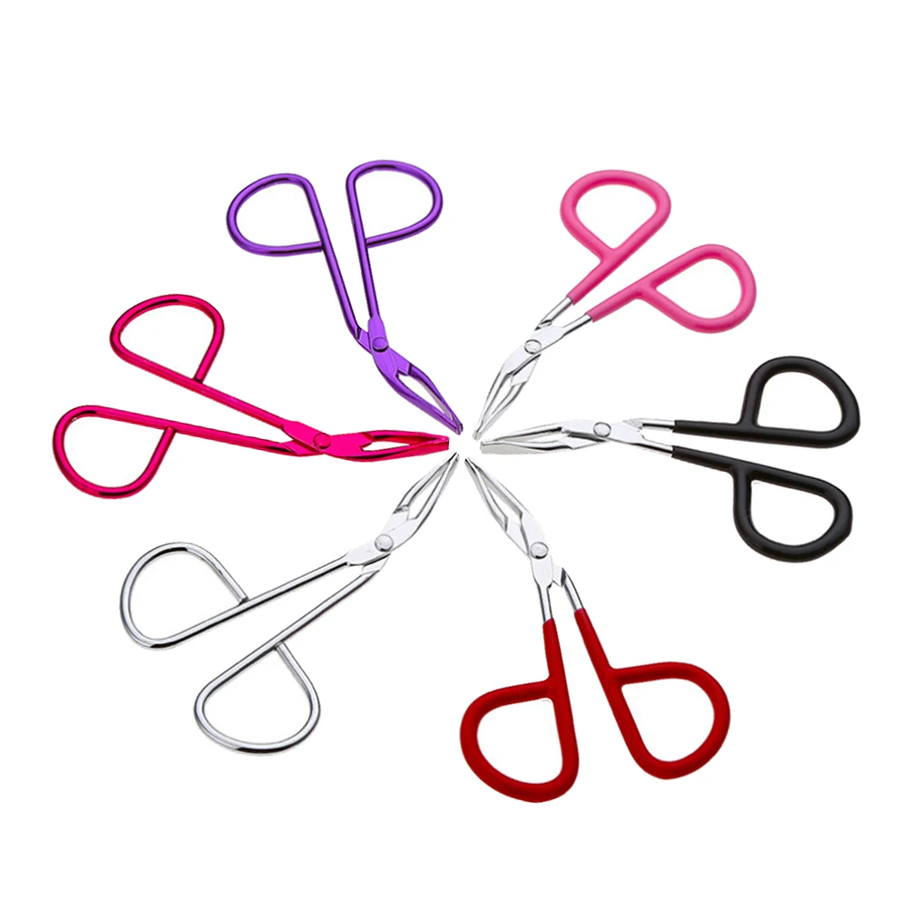 Scissors Style Eyebrow forceps Hair Remove Eyebrow Flat Tip Tweezer Stainless Steel And Plastic Clamp Clipper Beauty Makeup Tool