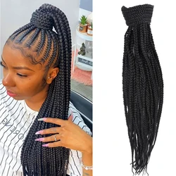 22inch Long Box Braided Drawstring Fake Ponytail Hairpiece Synthetic Hair Poney Tail Wig Clip in Extension for Black Women