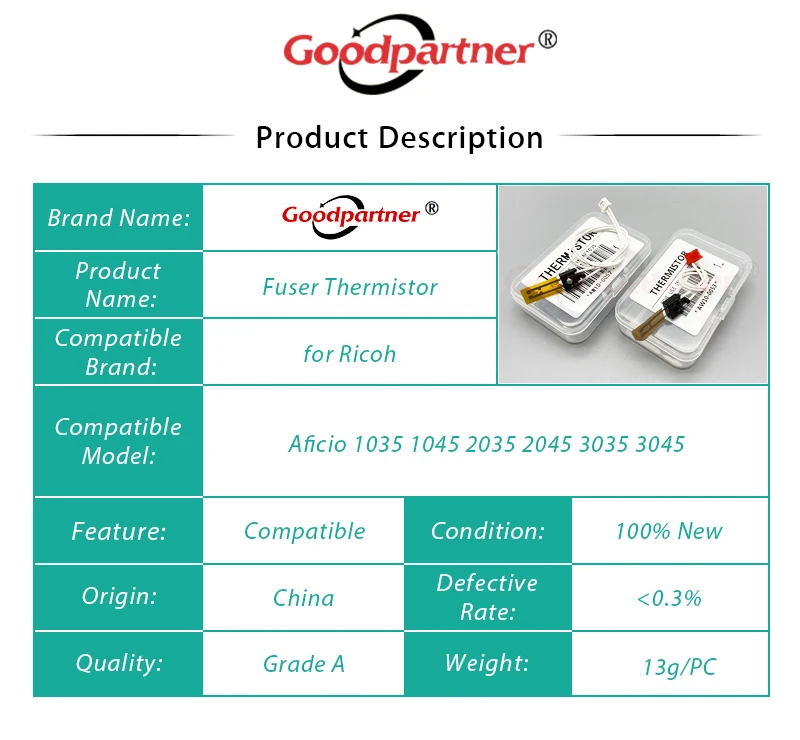 AW100052 AW100053 AW10-0052 AW10-0053 Fuser Thermistor for RICOH 1035 1045 2035 2045 3035 3045 for MB 8135 8145 9135 9145 1022