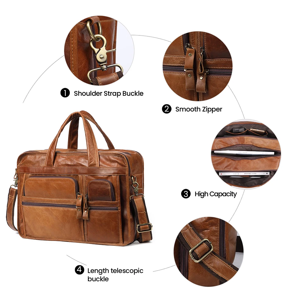 JOYIR Vintage Men Genuine Leather Briefcase Men 15\