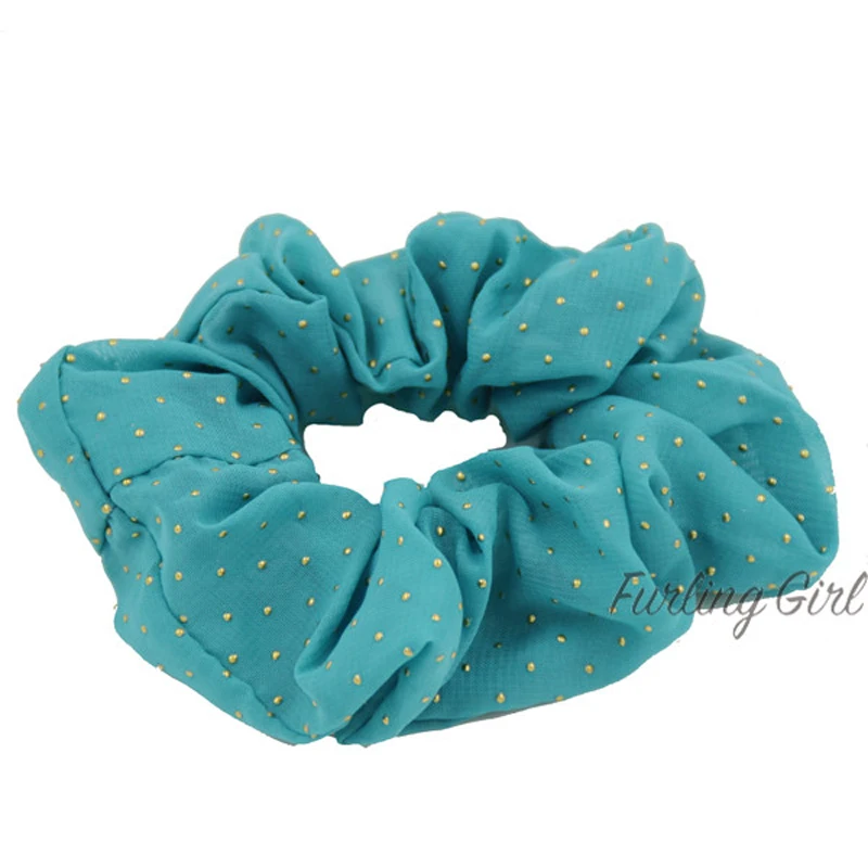 Furling Girl  1PC Summer Style Gold Stud Chiffon Scrunchies Hair Ring Hair Scrunchies Ponytail Holder Elastic Rubber Hair Tie