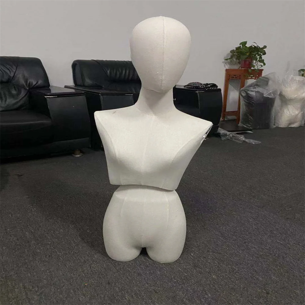 2024 Wooden Arm Sewing Full Female Head Mannequin, Metal Base, Wedding Twist Split Women,Adjustable Rack Color, D404