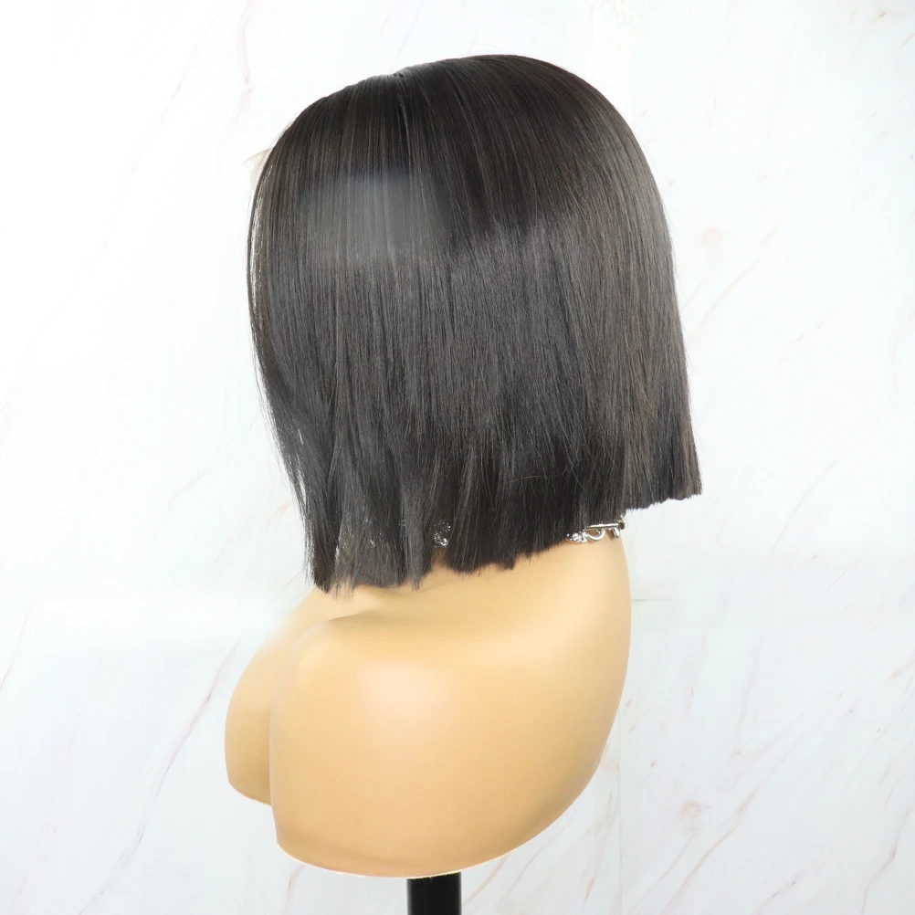 BlueBird Short Black Wigs For Women Futura Hair 13x4 Synthetic Lace Front Wigs With Side Part Heat Resistant Cut Bob Wig