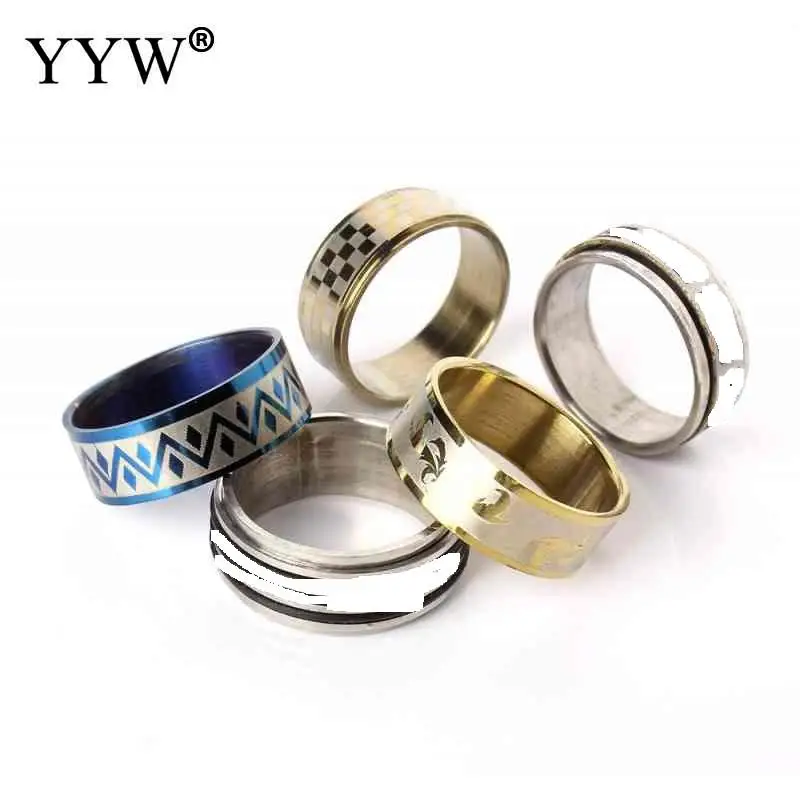 dropshipping 100PCs stainless steel men\'s finger ring mixed styles jewelry womens silver color US Ring 5.5-11 anillo de dedo