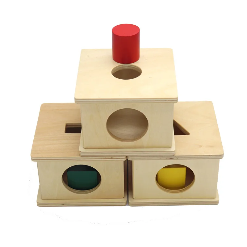 Treeyear Montessori Materials Teaching Aids Red Cylinder Matching Box Kindergarten Early Learning Educational Preschool