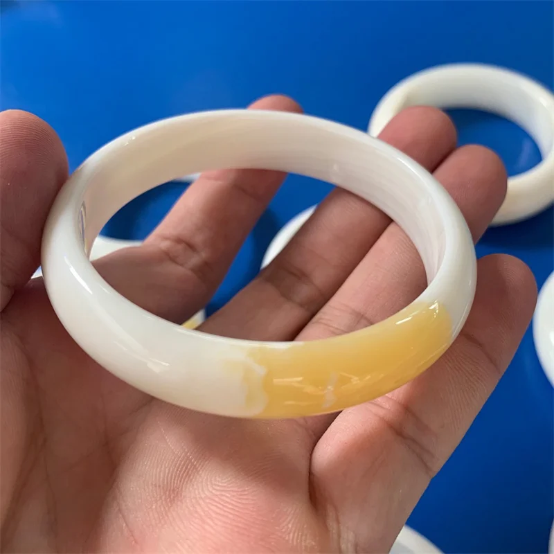 

Hot selling natural hand-carve Jade Pretty color milky white Baranglet 50-64mm bracelet fashion Men Women Luck Gifts Amulet