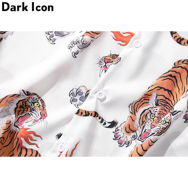 Dark Icon Tiger Full Print Hip Hop Shirt Men Women 2024 Summer Streetwear Men\'s Shirt Casual Shirts for Men