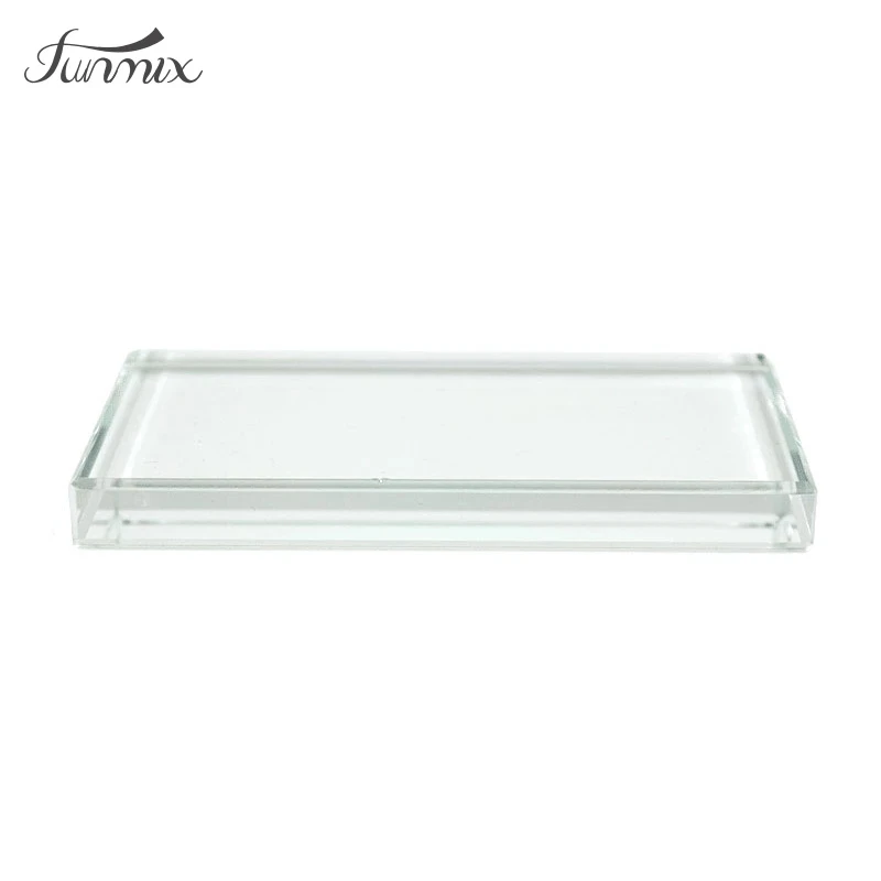 1pcs False Eyelash Glue Glass Holder False Eyelash Stand Eye Lash Extension Crystal Glass Glue Pallet Rectangular Glass