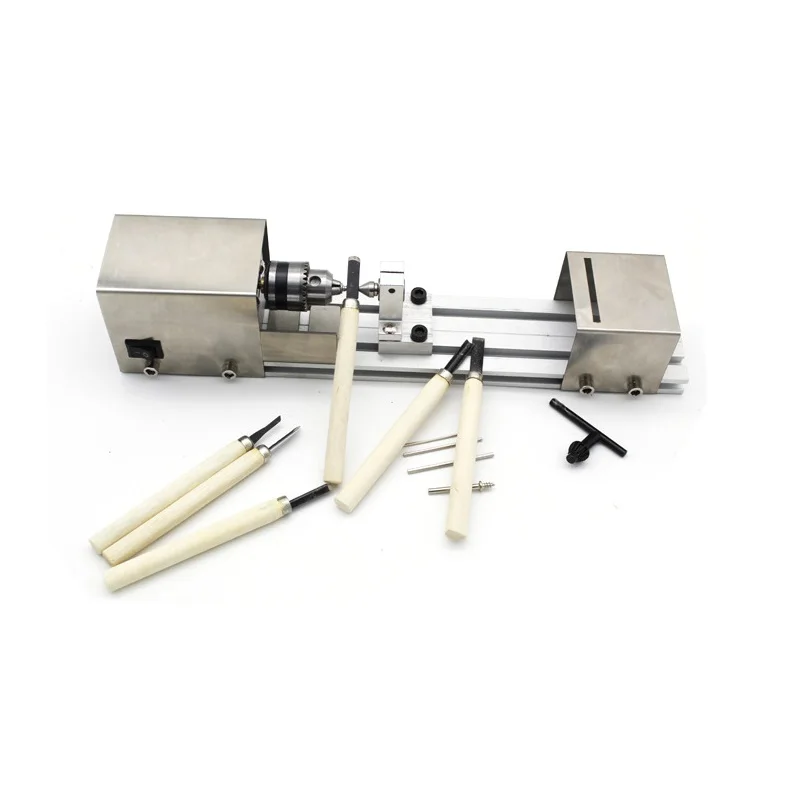 DC 12V 24V Mini Wood Lathe Machine DIY Woodworking Miniature Buddha Pearl Lathe Grinding Polishing Beads Wood Drill Rotary Tool