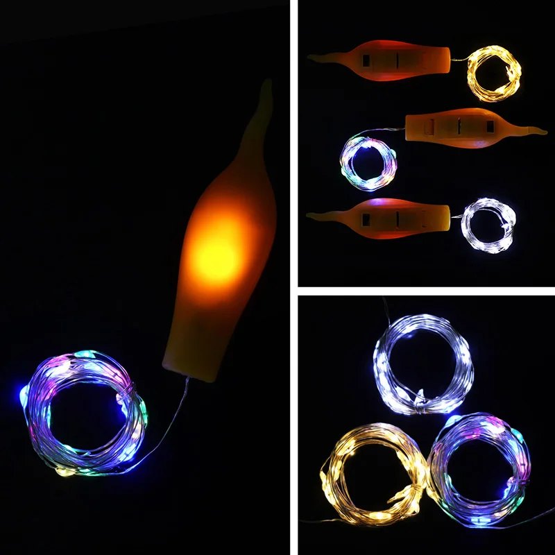 2/6/10 pcs Led Candle Wine Bottle String 2M Mini Flameless Cork Led String Lights For DIY Christmas Party Wedding Decoration