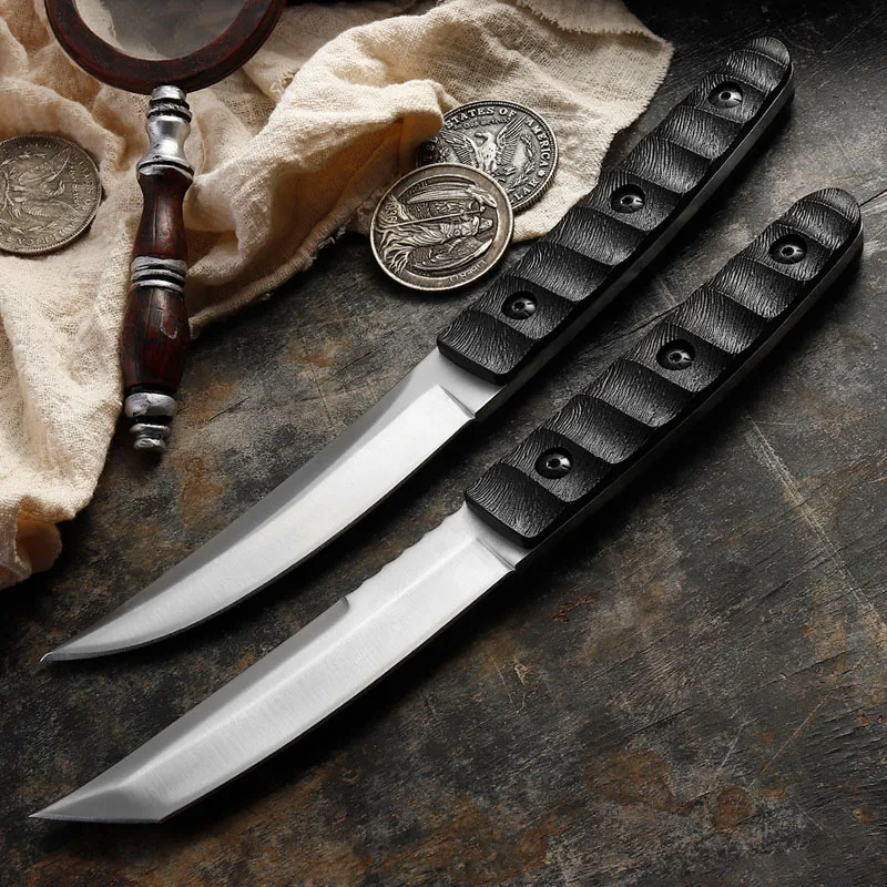 Hand Forged Steel Fixed Blade Knife Outdoor Camping Hunting Sharp Wilderness Survival Straight Samurai Knife