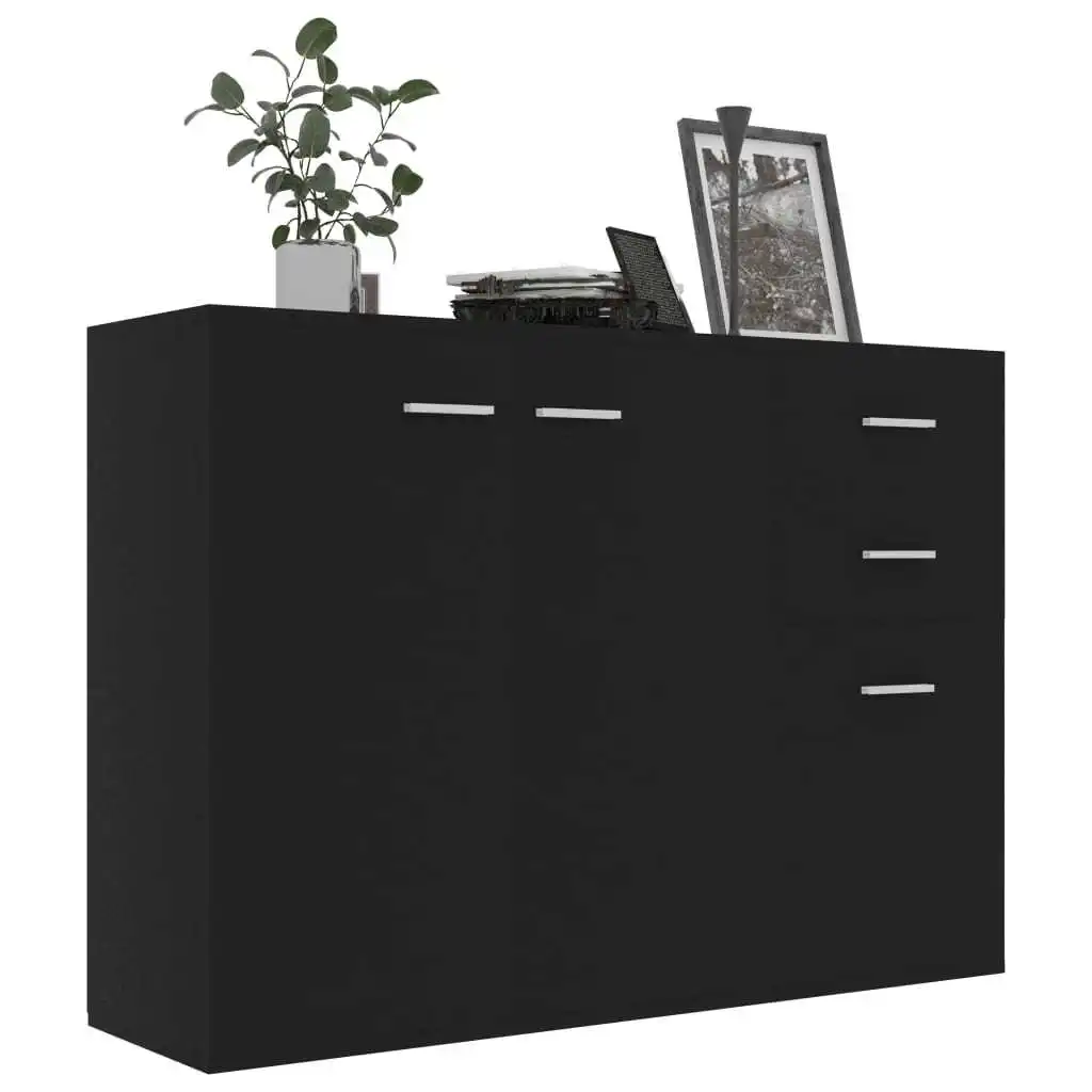 Rectangular Hair Salon Cabinet with 2 Door 3 Drawer 41.3x11.8x29.5 Inch Sideboard Black Chipboard Storage Cabinet[US-W]