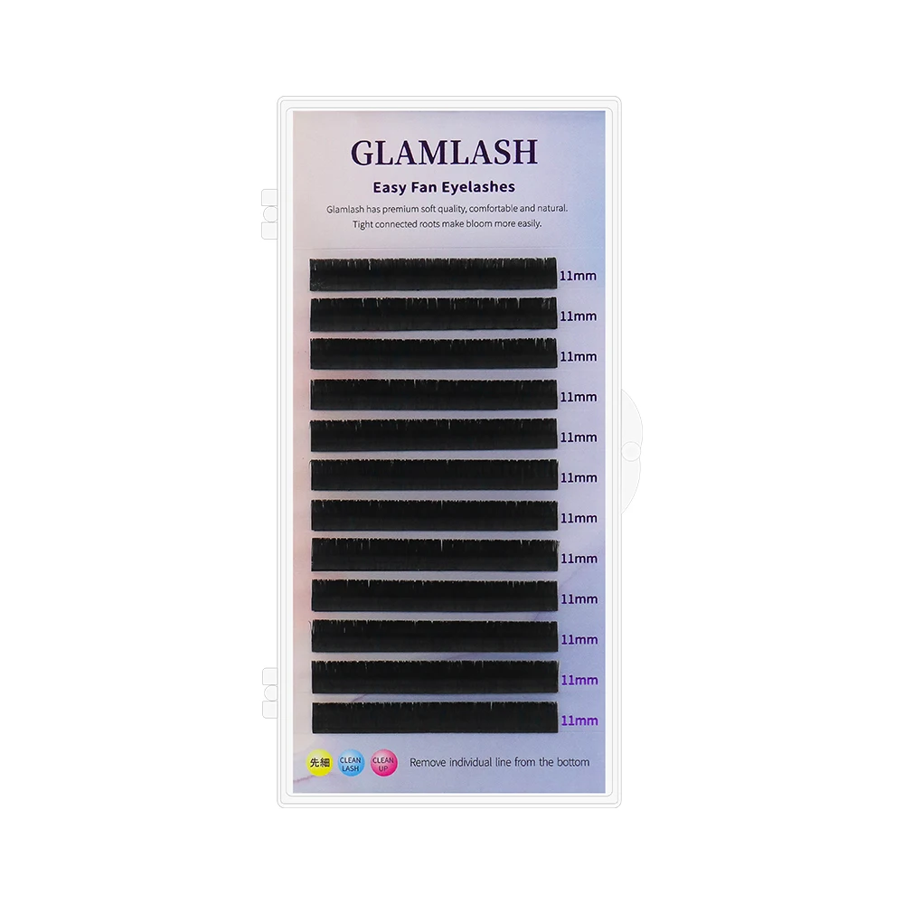 GLAMLASH 0.07 Easy Fanning Eyelash Extension Premade Volume Easy Fan False Eyelash And Blooming Faux Mink Auto Lashes