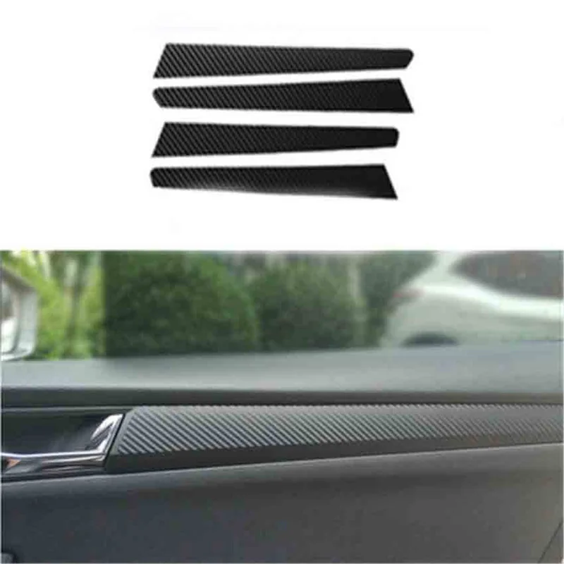 4pcs/Lot Car Stichers Carbon Fiber Grain Four Interior Doors Decoration Cover For 2016 2017 2018 Skoda Superb 3V3