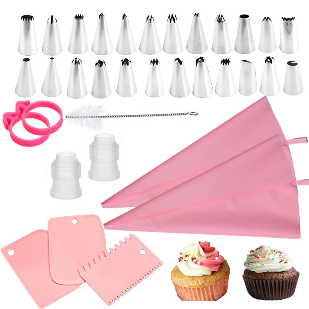 

34pcs/set Cake Decorating Tip Set Icing Piping Nozzles Pastry Bag Scraper Dessert Decorators Cake Decorating Tools