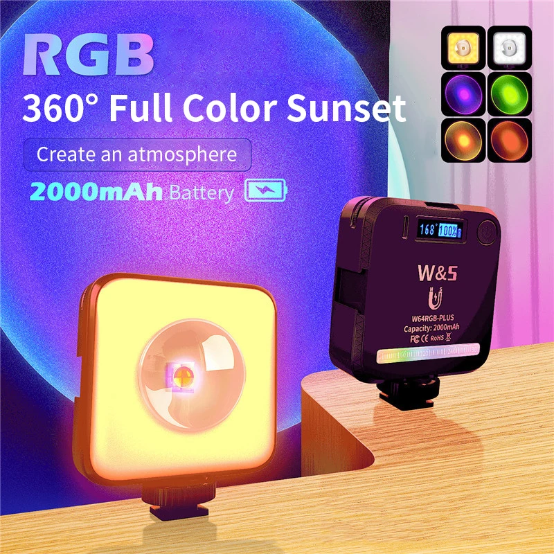 RGB Rainbow Light Sunset Projection Lamp Dimmable 2500K-9000K LED Video Lights For Youtube Photo Studio Camera Photography