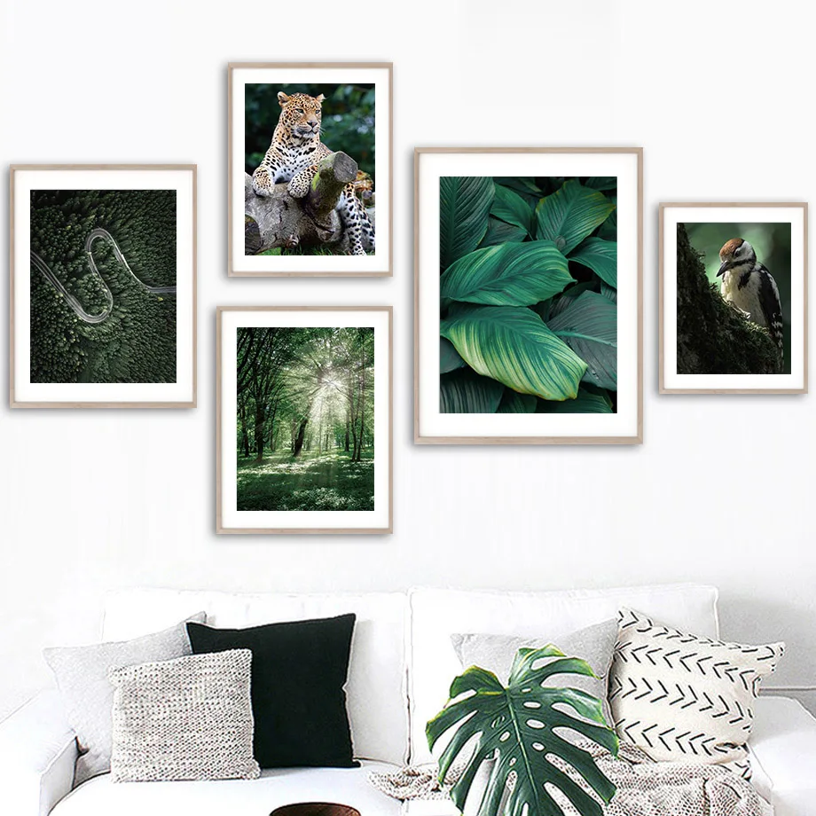 Banyan Monstera Elephant Leopard Forest Wall Art Canvas Painting Nordic Posters And Prints Pictures For Living Room Home Decor