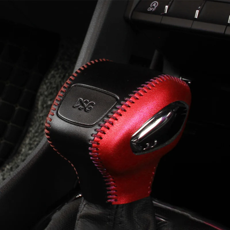 Auto Hand Sewing Leather Gear Shift Knob Cover Handbrake Lever Protective Sleeve For Skoda Kodiaq 2017-2021 Car Accessories