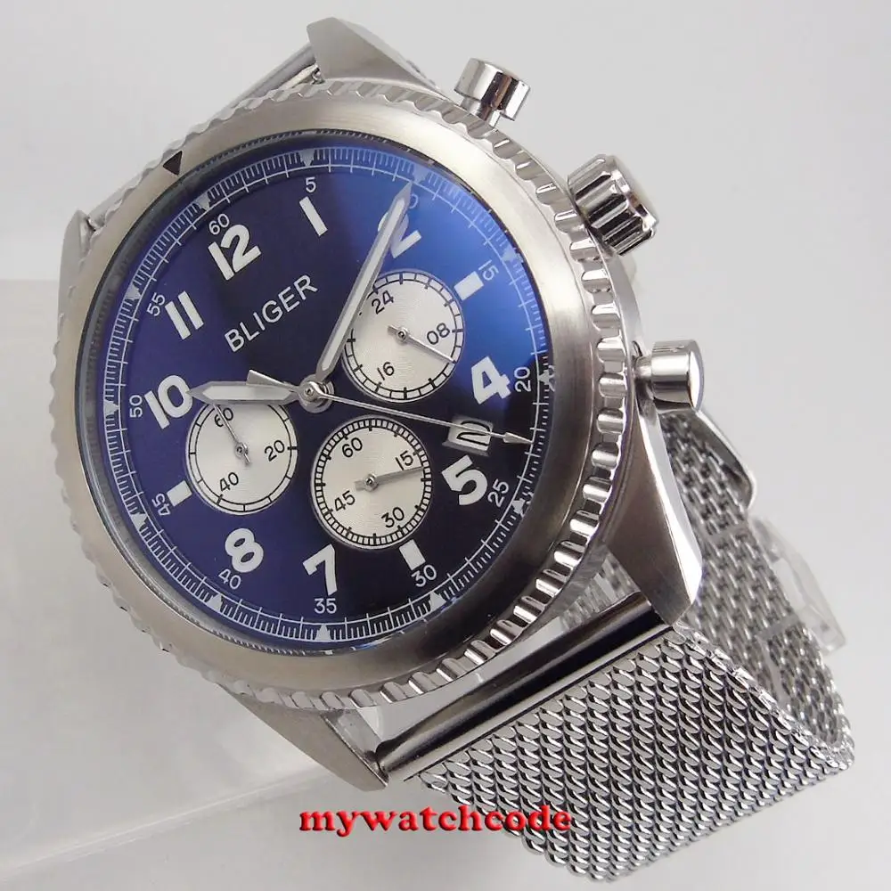 Nam Đồng Hồ 24 Giờ Đa Chức Năng Đồng Hồ Cao Cấp Hàng Đầu 45 Mm Bliger Full Chronograph Quartz Đồng Hồ Nam Đồng Hồ Relogio Masculino