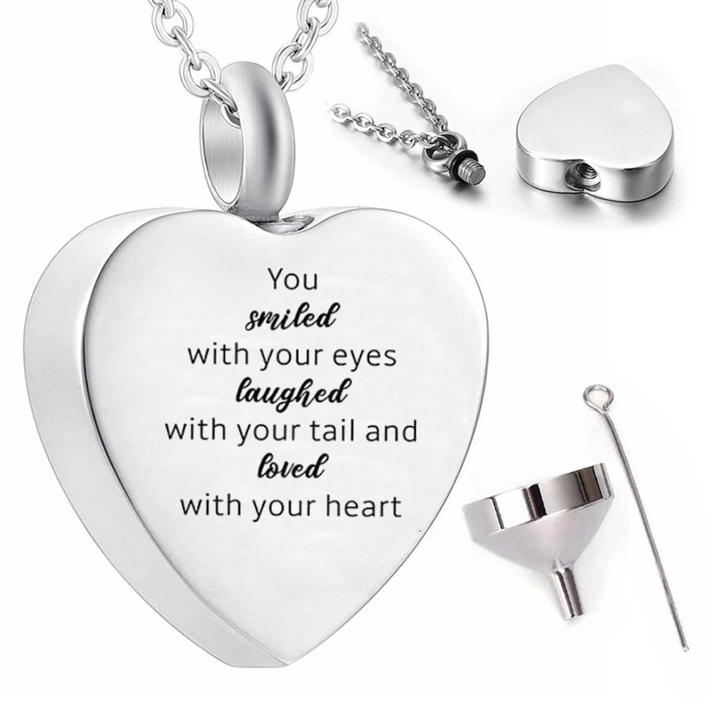 

Cremation funeral souvenir pendant silver heart-shaped ashes urn necklace jewelry to commemorate mom and dad