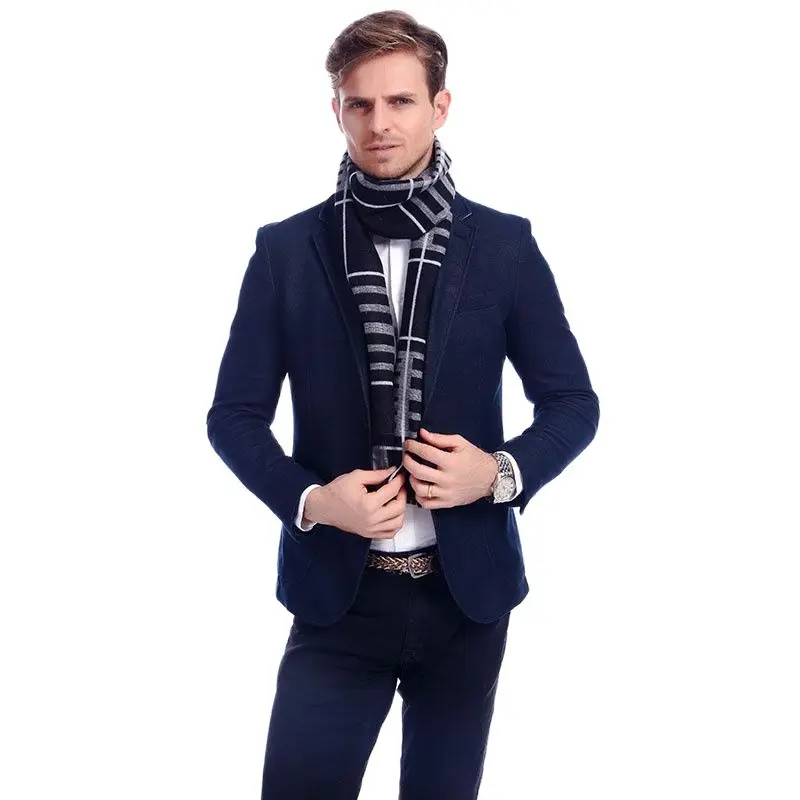 

Business Winter Men Plaid scarf Big Size Soft Tassel Cotton Blend Cachecol Masculin Scarves A3A18926