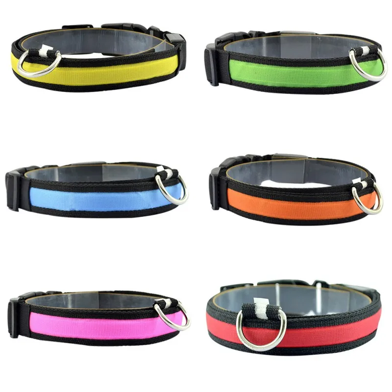 Usb Charging Led Dog Collar Safety Led Luminous Dog Pet Light Up Collar Night Nylon Necklace Glowing Leads for Dogs Night Safety