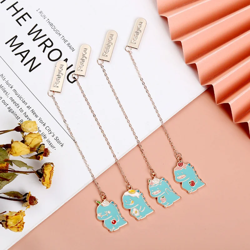 

Strawberry Dinosaur Bookmark DIY Zinc Alloy Accessories Book Mark Page Folder Office School Supplies Stationery