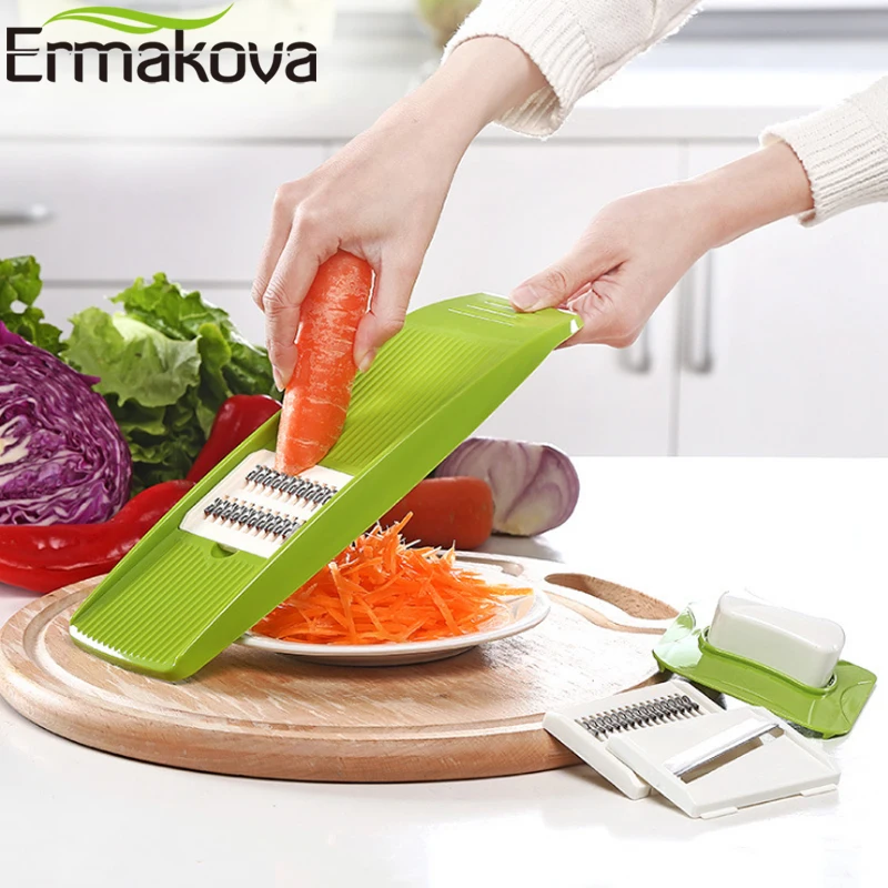 ERMAKOVA Mandoline Slicer Vegetable Slicer Vegetable Peeler Onion Cutter Potato Carrot Grater Juilienne Slicer with 3 Blades