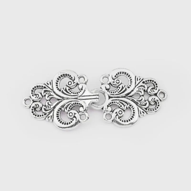 3sets Tibetan Silver Cardigan Clip clasps Swirl Flower Cape Cloak Clasp Fasteners Sew On Hooks Eyes Cardigan Clip Metal Fastener