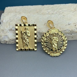 Metal Square Round Medal St Jude Jesus Men Women Pendants Charms For Jewelry Making Classic Religions Wish Necklace Accessories