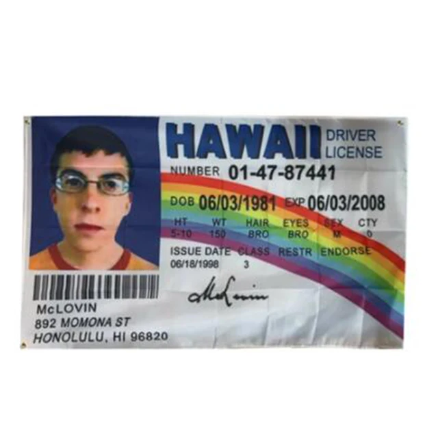 

ELECTION 90x150cm 3x5 Ft McLovin Flag Fake ID Driver License Banner